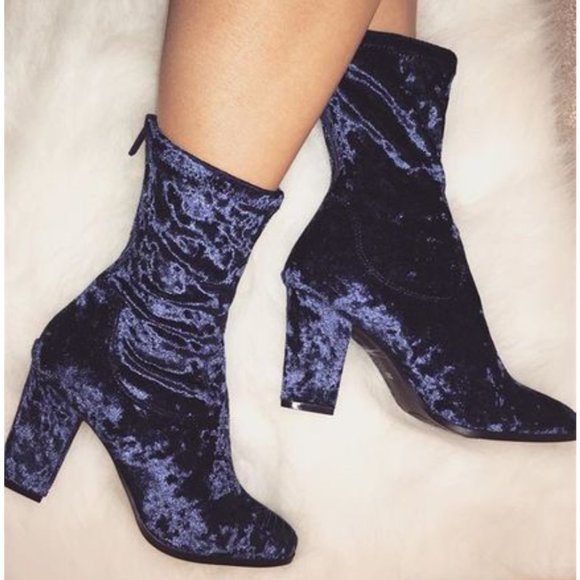 Impo Shoes - Impo Tashley Too Blue Crushed Velvet Bootie SZ 10